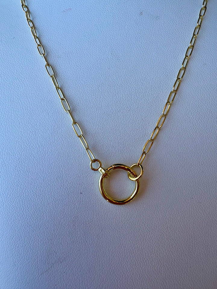 14kt Gold Thin Paperclip Chain With Open Ring N16295