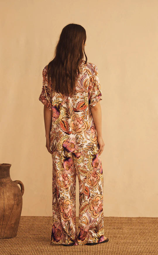 Gathered Wide Leg Pant | Bel Fiore Silk