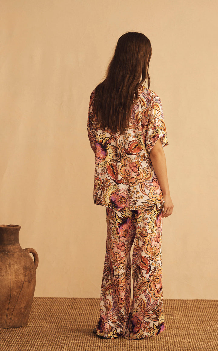 Cuffed Short Sleeve Shirt | Bel Fiore Silk