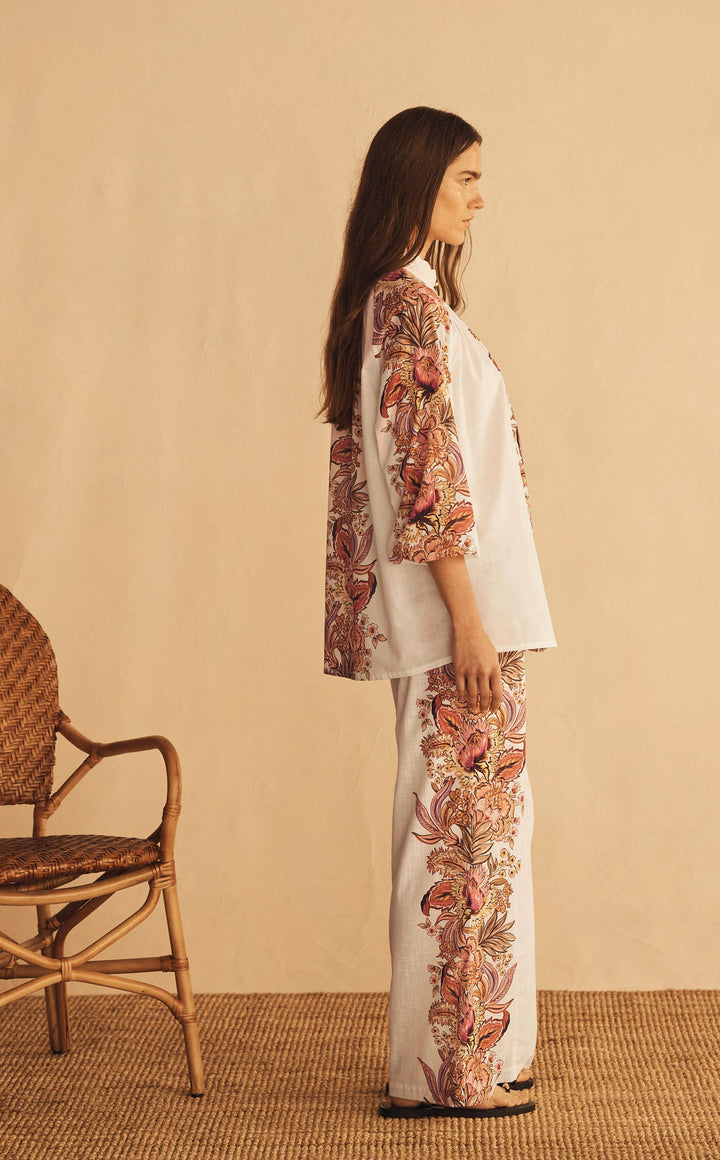 Scallop Billow Sleeve Blouse | Bel Fiore Trellis