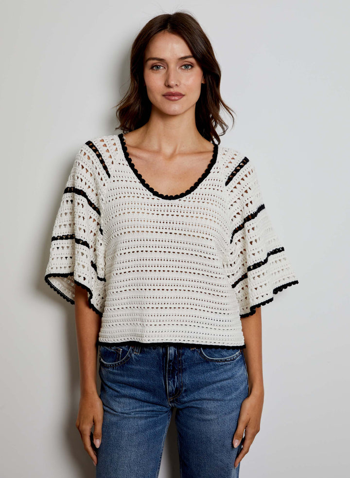 Relaxed Short Sleeve V-Neck Sweater | Canvas Combo