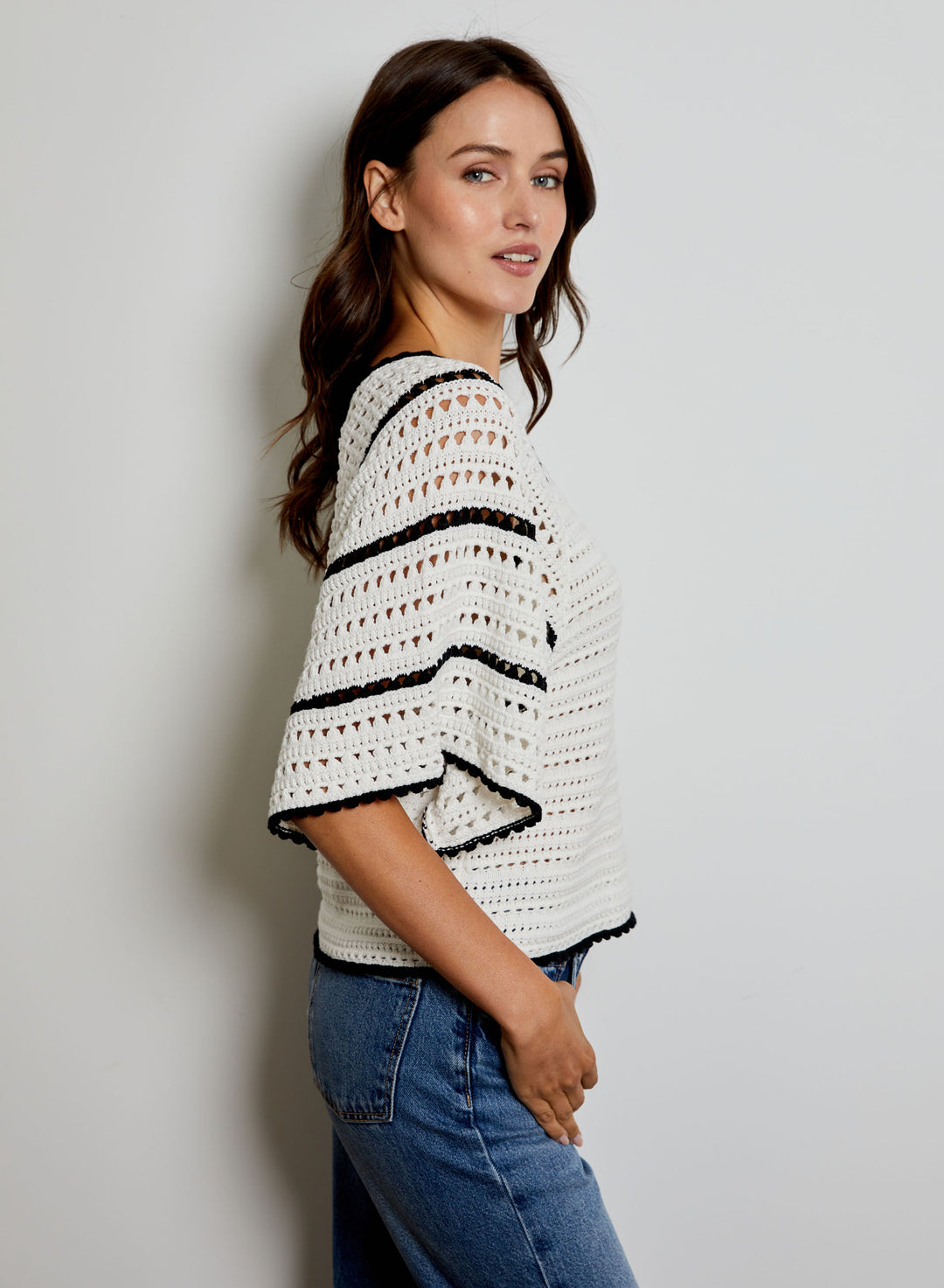 Relaxed Short Sleeve V-Neck Sweater | Canvas Combo