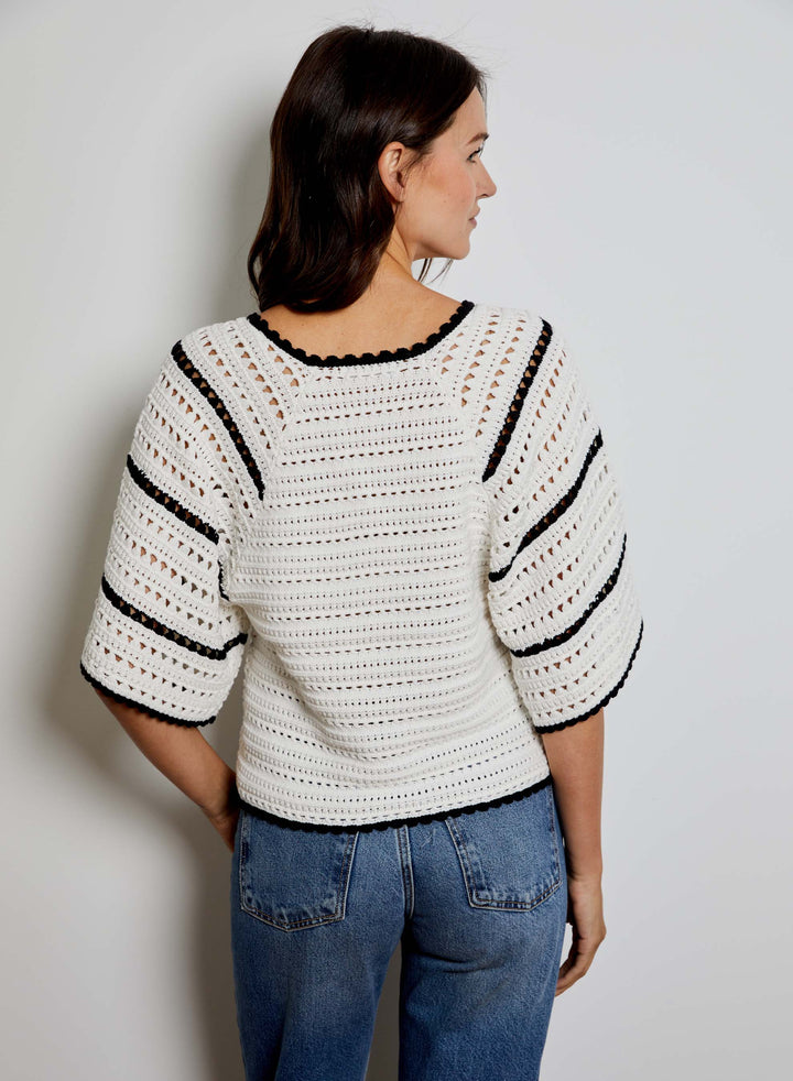 Relaxed Short Sleeve V-Neck Sweater | Canvas Combo