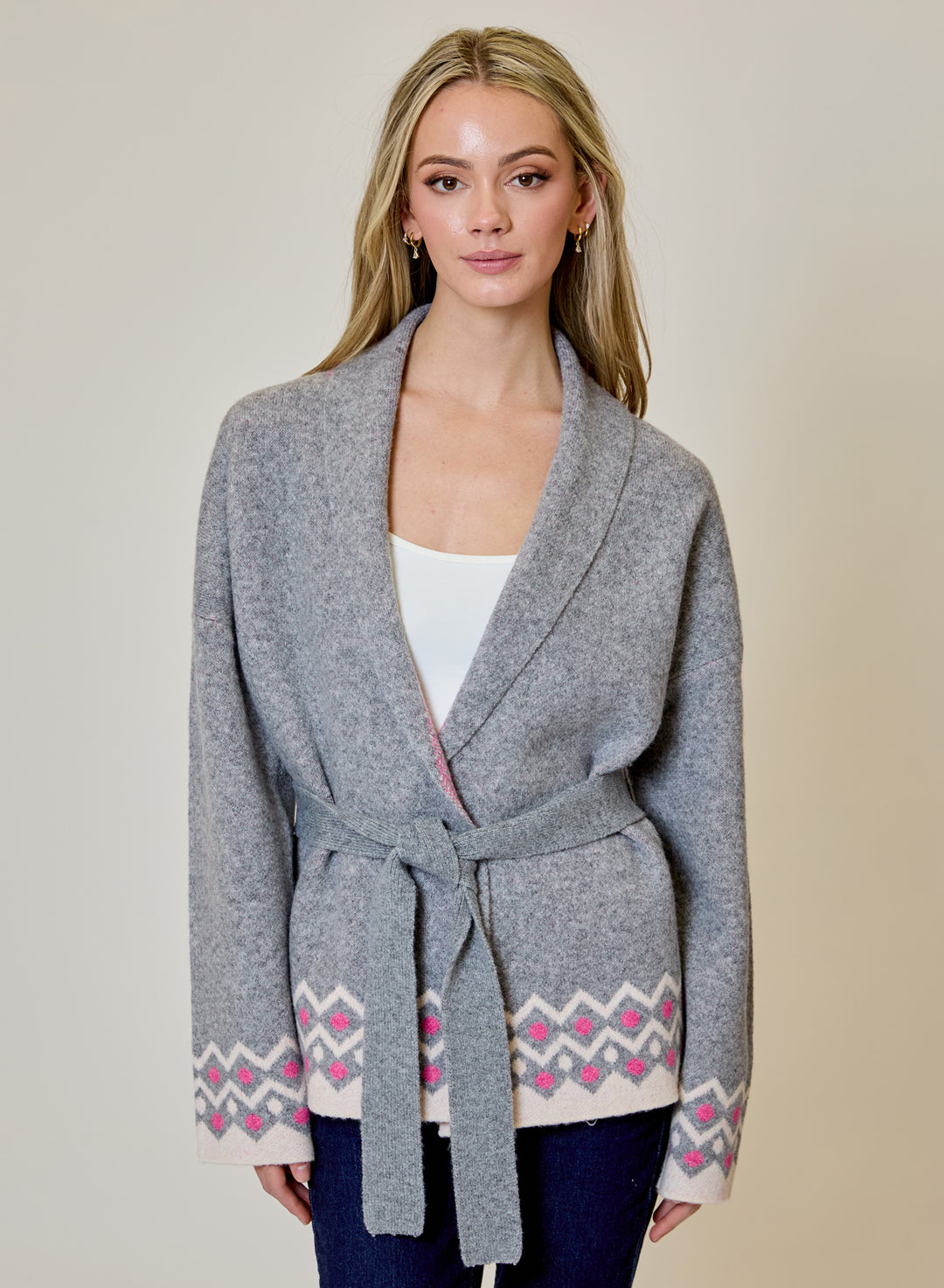 Long Sleeve Jacquard Tie Cardigan | Airstream