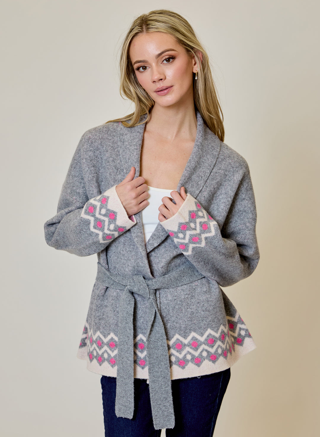 Long Sleeve Jacquard Tie Cardigan | Airstream