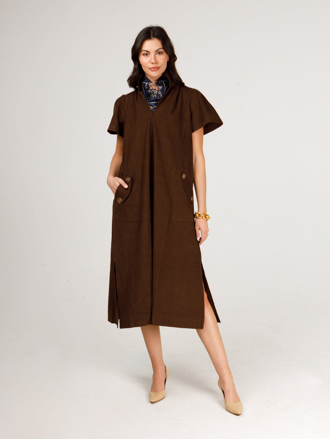 Gretchen Dress | Chocolate Brown Cord