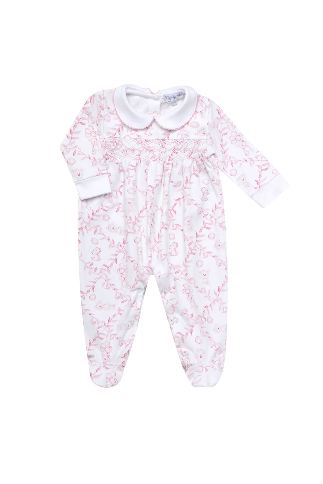 Pink Bears Trellace Smocked Footie - Charlotte's Inc