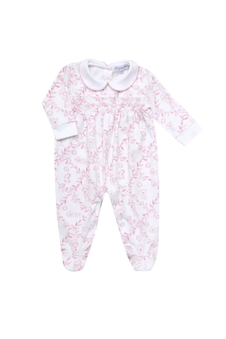 Pink Bears Trellace Smocked Footie - Charlotte's Inc