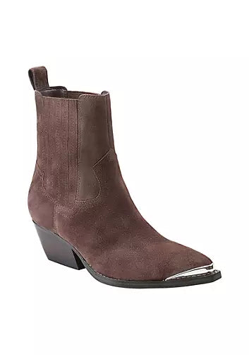 Pryce Western Bootie | Dark Brown Suede