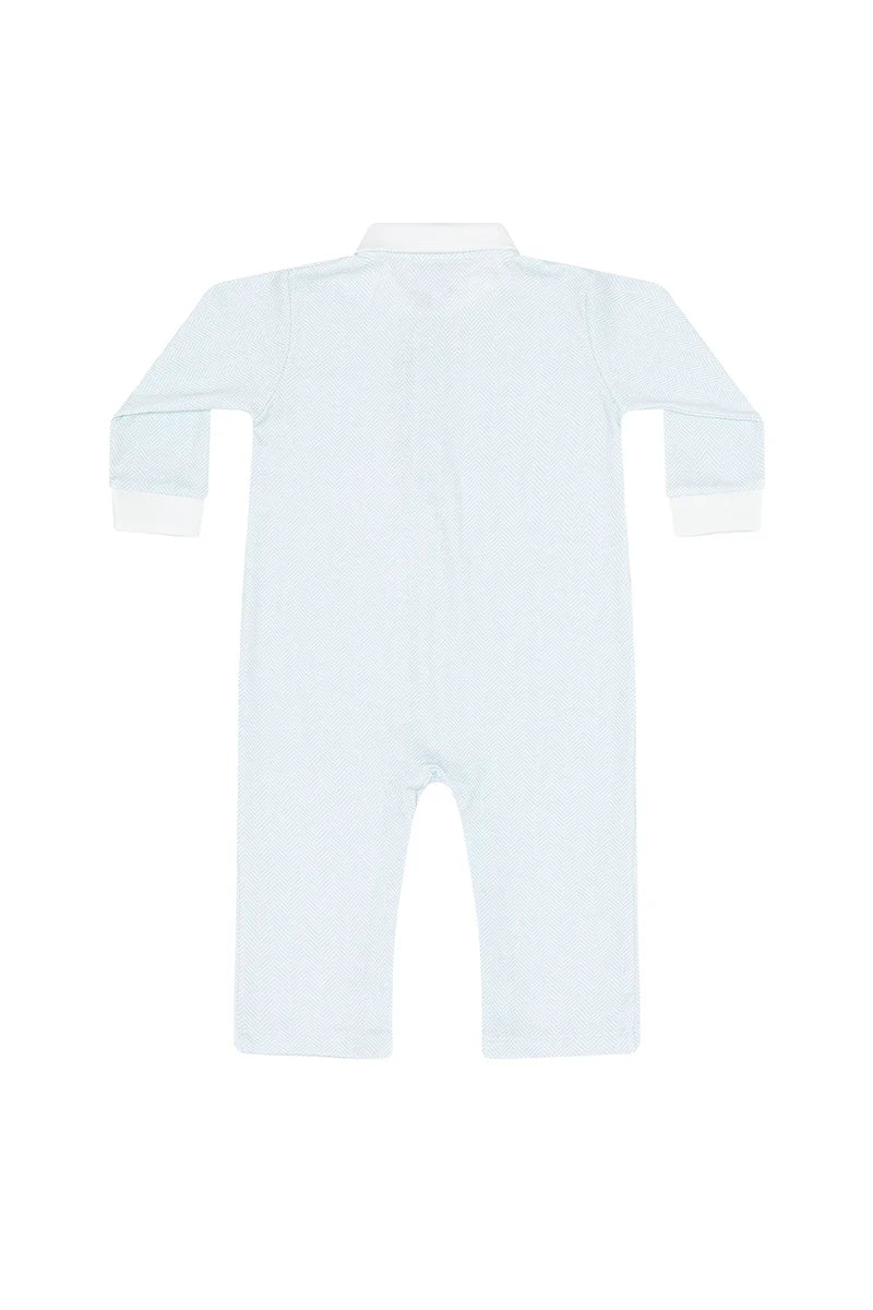 Herringbone Embroidered Playsuit | Blue Train