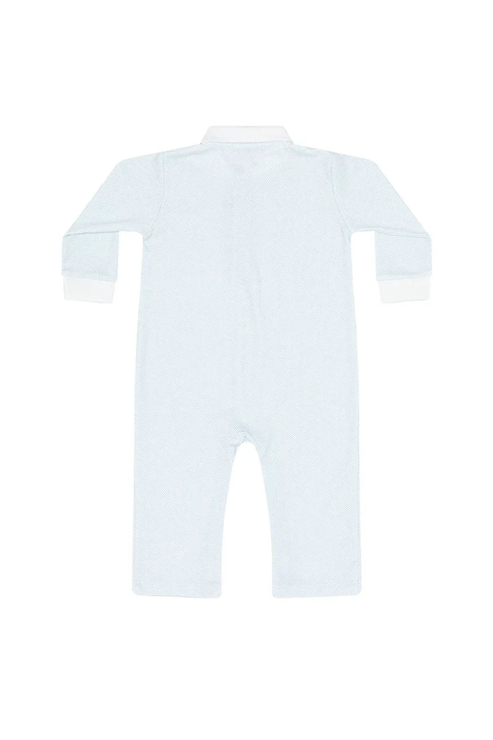 Herringbone Embroidered Playsuit | Blue Train