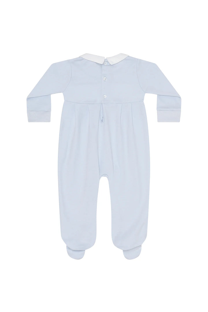 Pumpkin Patch Embroidered Footie | Blue
