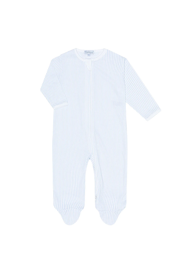 Classic Stripes Zipper Footie | Blue