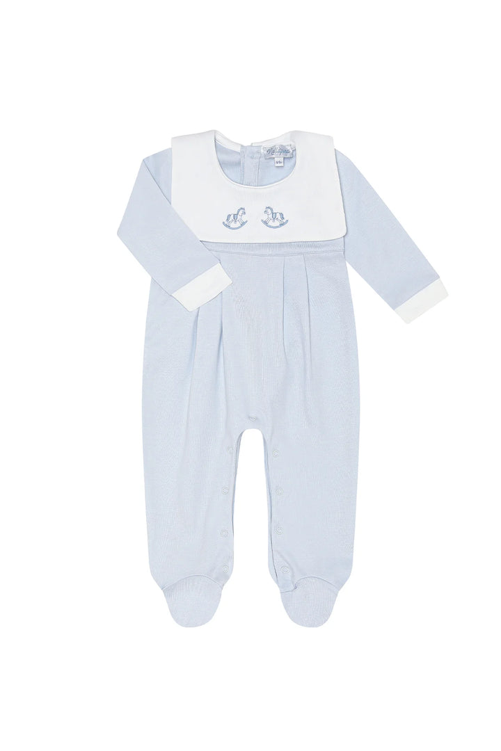 Embroidered Footie | Blue Rocking Horse
