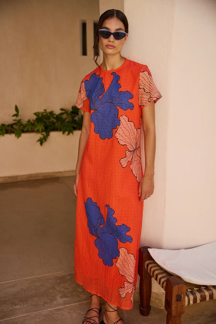 Short Sleeve Shift Maxi | Red Bora Bora