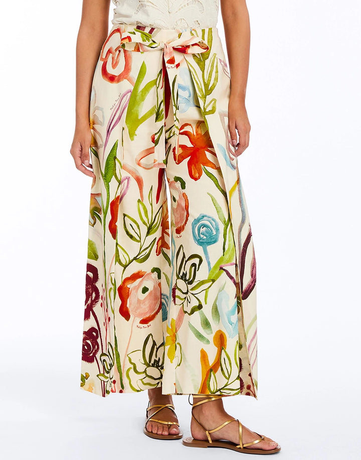Chloe Wrap Pants | Ivory Watercolor