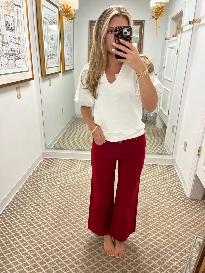 Meg High Rise Fab AB Wide Leg | Ruby Red