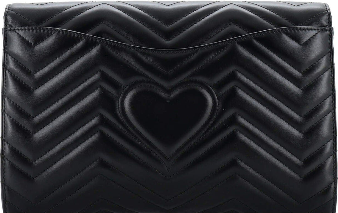 Gucci Calfskin Matelasse GG Marmont Clutch Black