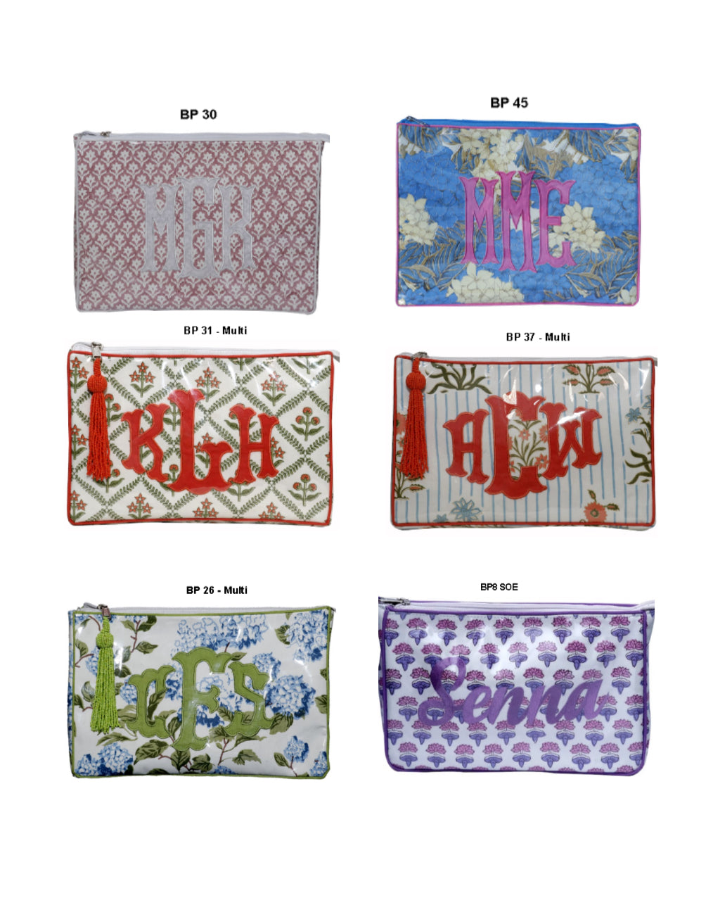 Assorted Personalized Cosmetic Bags | +Colors