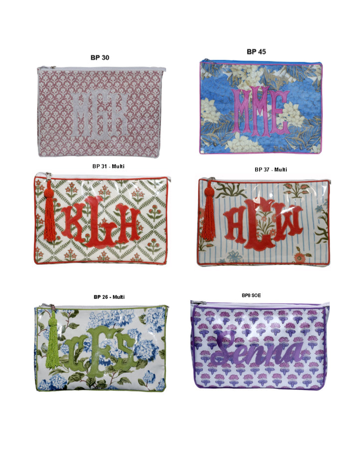 Assorted Personalized Cosmetic Bags | +Colors