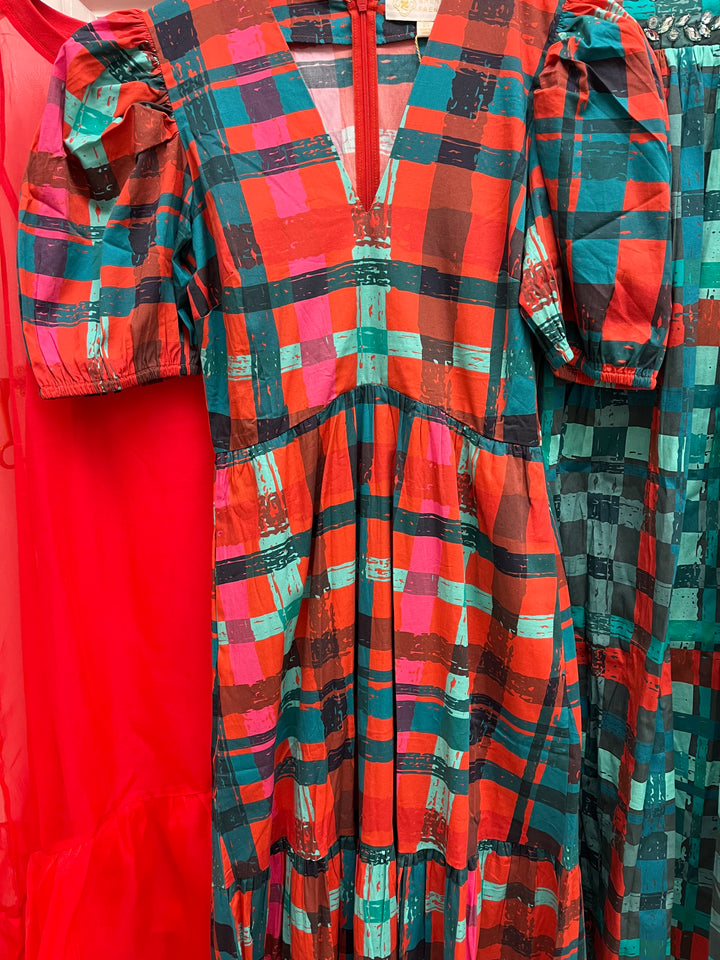 Margot Dress | Poinsettia Tartan
