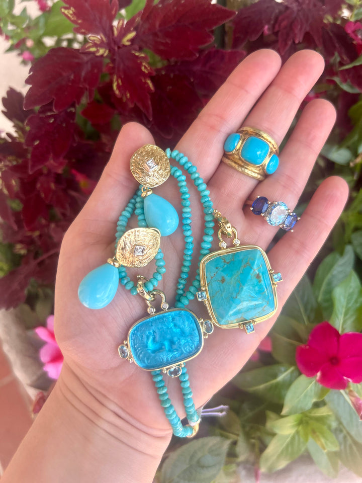 14kt Gold Earrings + Smooth Turquoise Drop Attachment