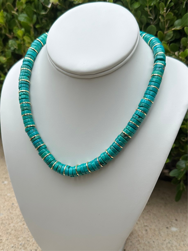 Turquoise & Gold Bead Necklace