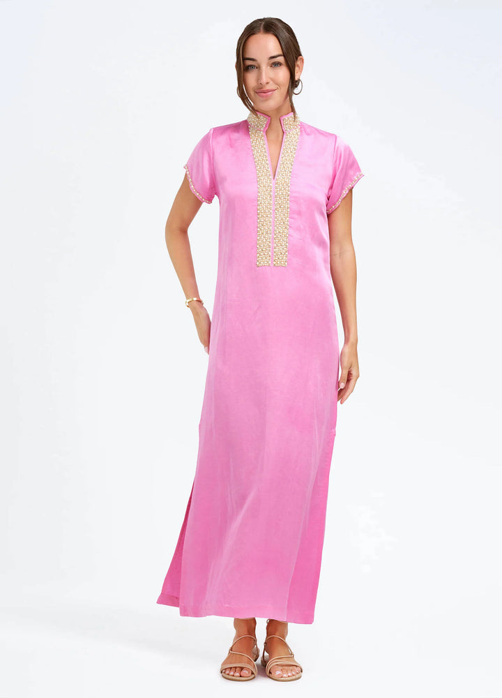 Pearl Cap Sleeve Caftan | Pink