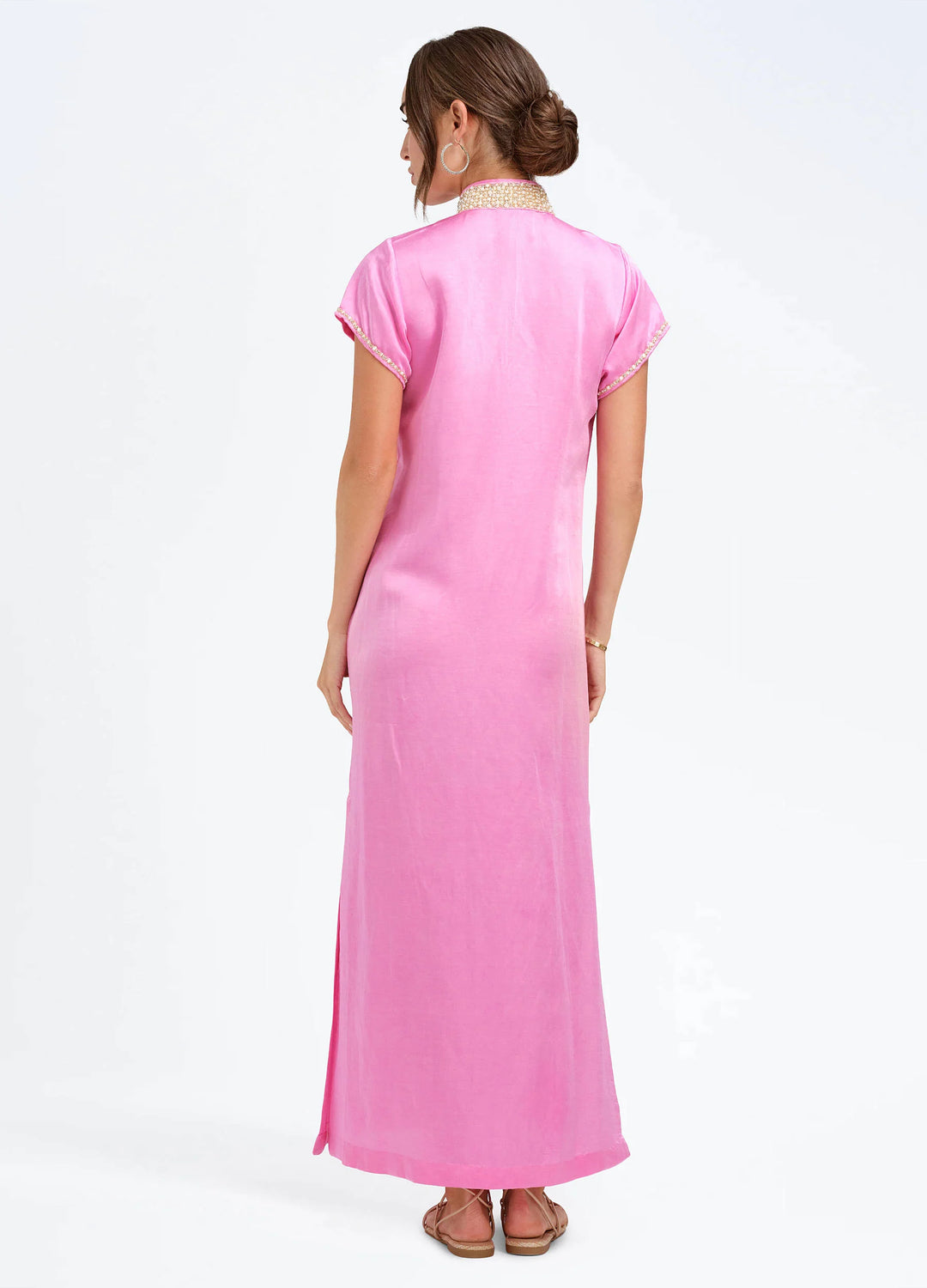 Pearl Cap Sleeve Caftan | Pink