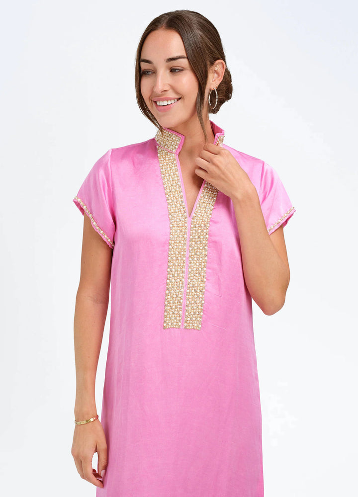 Pearl Cap Sleeve Caftan | Pink