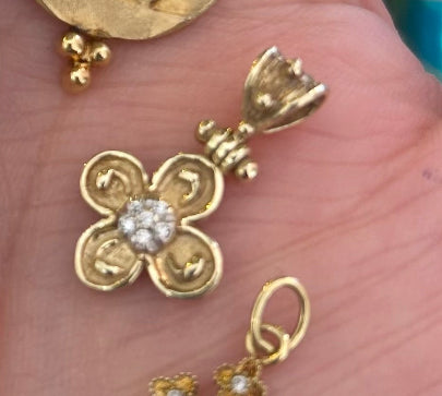 14kt Gold Chain Link 17" Necklace and Charms