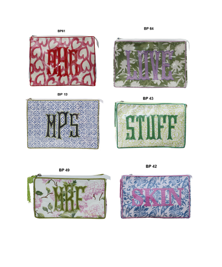 Assorted Personalized Cosmetic Bags | +Colors