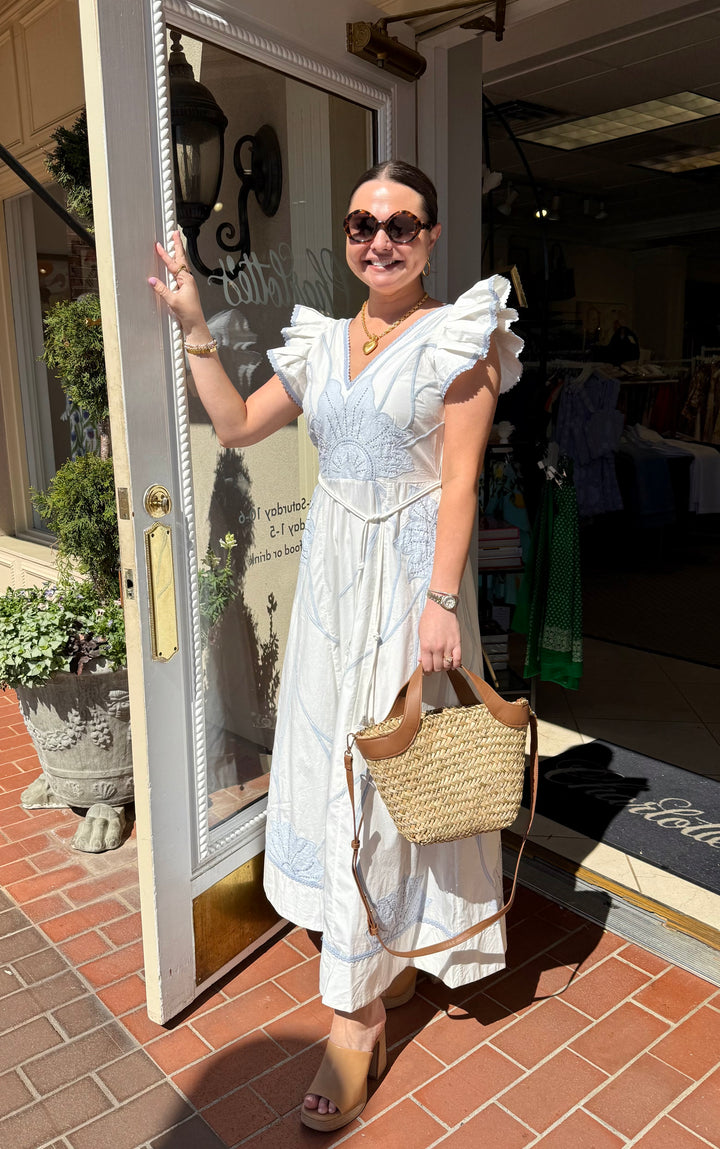 Vittorio Dress | Simply White/Light Blue