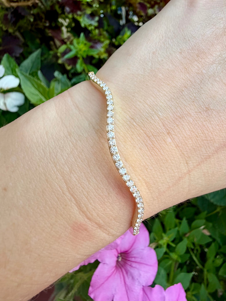 14kt Yellow Gold .75ct Diamond Wave Bangle BV112Y