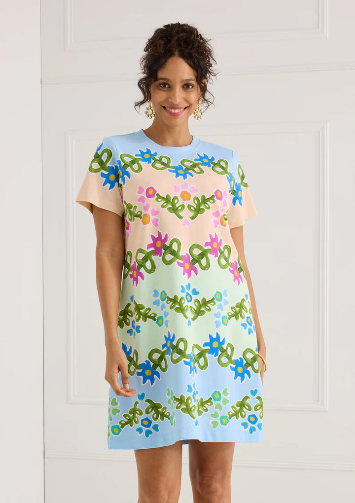 Charli Dress | Floral Folk Stripe