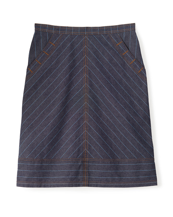 Elle Skirt | Denim Bluebell Stripe