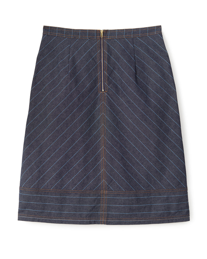 Elle Skirt | Denim Bluebell Stripe