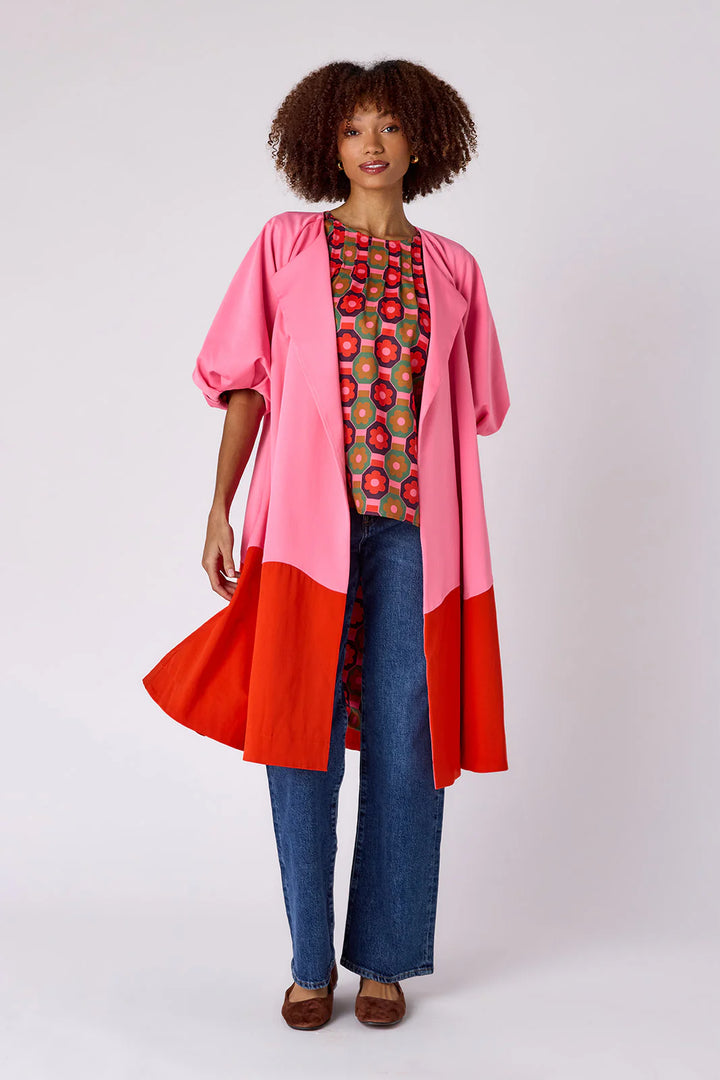 Taryn Coat | Pink Color Block