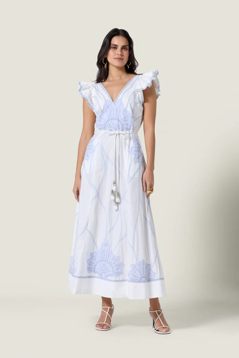 Vittorio Dress | Simply White/Light Blue