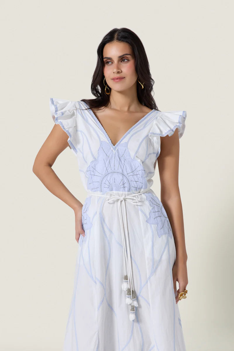 Vittorio Dress | Simply White/Light Blue