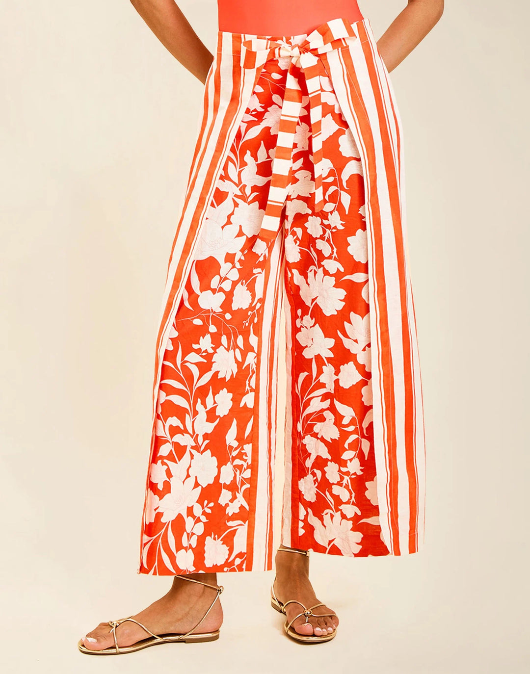 Chloe Wrap Beach Pant | Mandarin Stripe