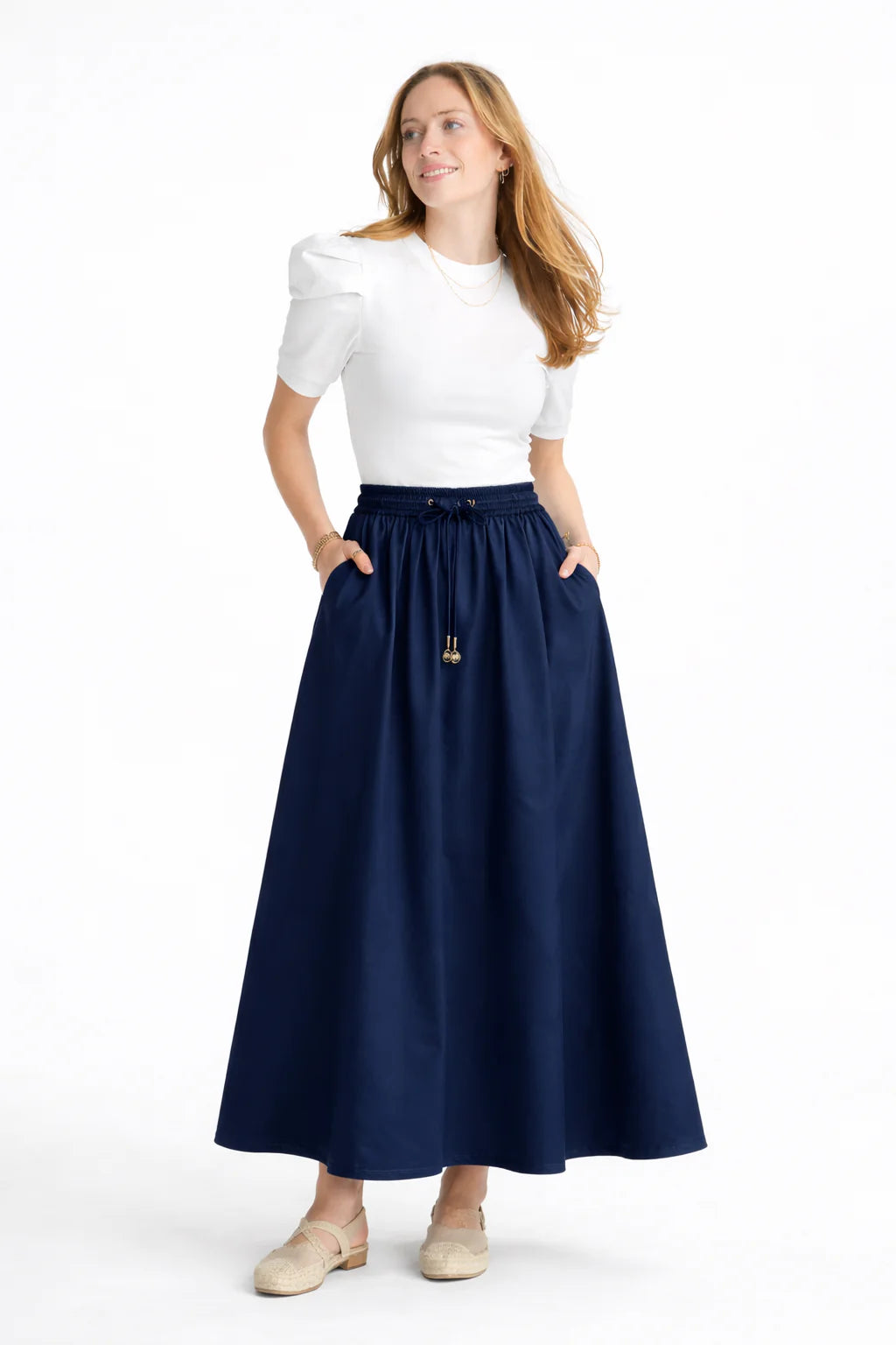 The Blair Puff Sleeve Tee | White - Charlotte's Inc