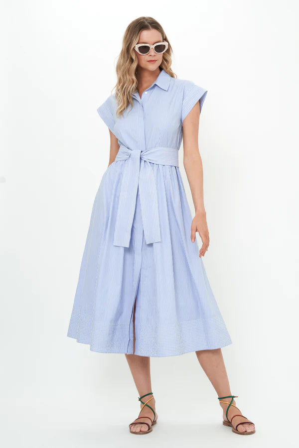 Belted Shirt Dress | Chatham Blue