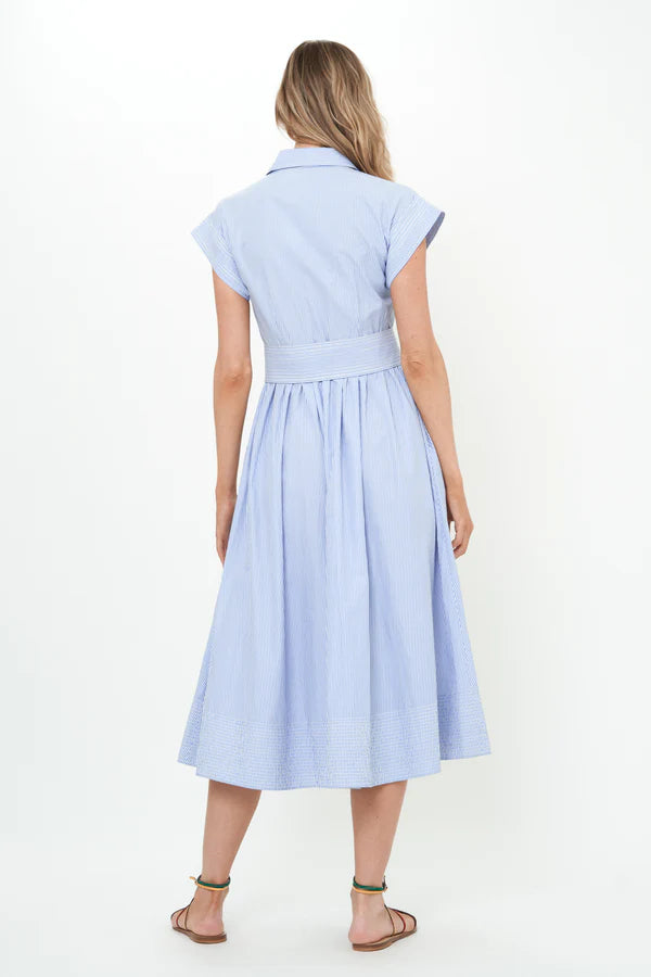 Belted Shirt Dress | Chatham Blue