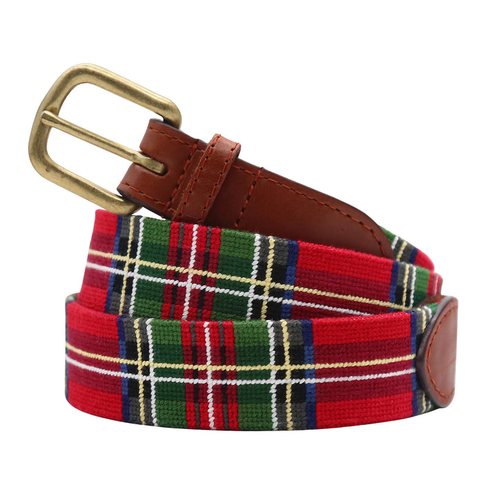 Smathers & Branson Needlepoint Christmas Plaid Belt