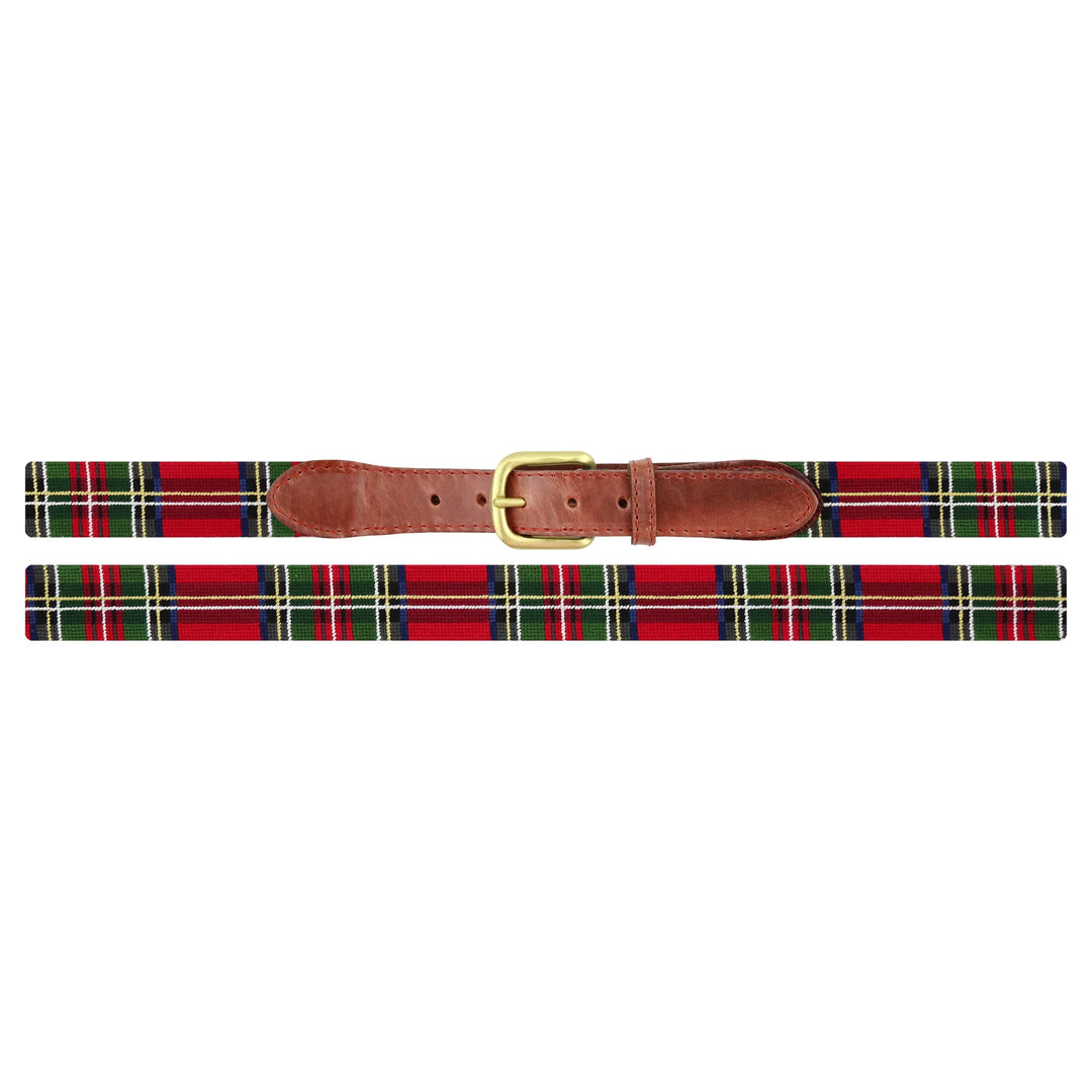 Smathers & Branson Needlepoint Christmas Plaid Belt