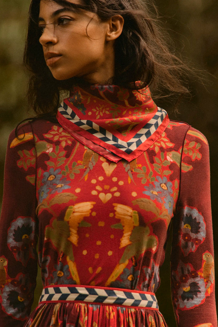 Birds of a Feather Maroon Scarf