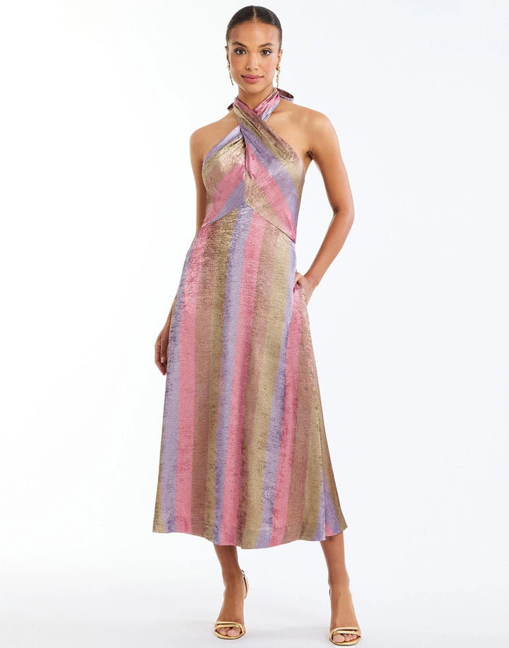 Copacabana Halter Midi | Disco Stripe