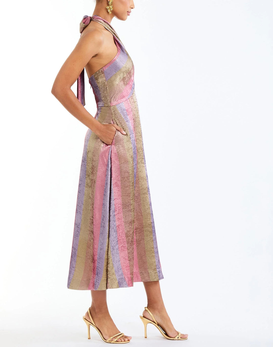 Copacabana Halter Midi | Disco Stripe