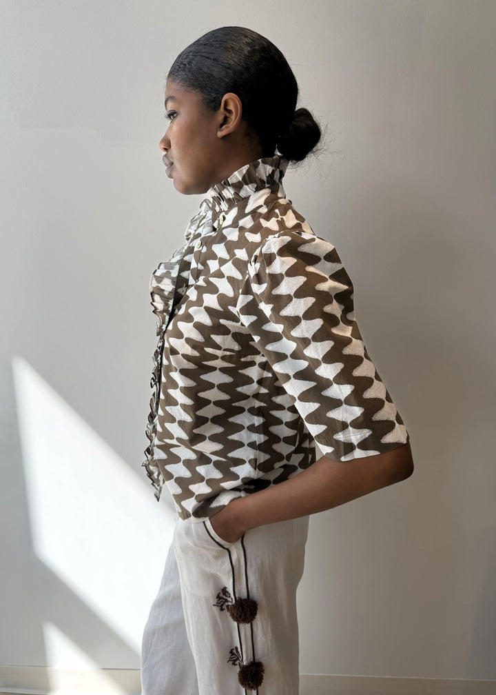 Frilled Buttondown | Tribal Zig Zag